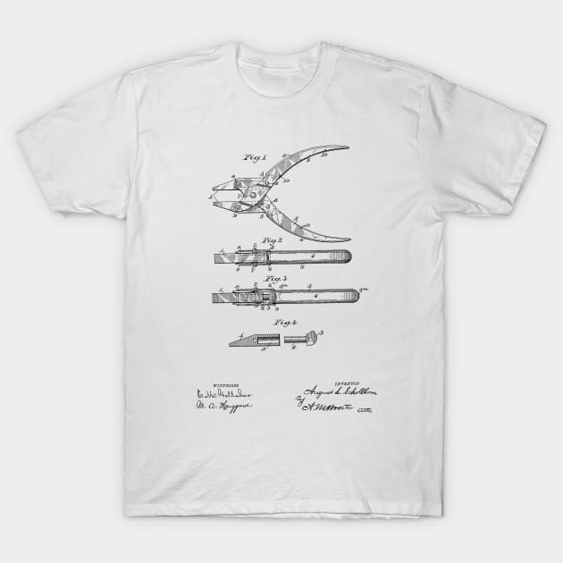 Pliers Vintage Patent Hand Drawing T-Shirt by TheYoungDesigns